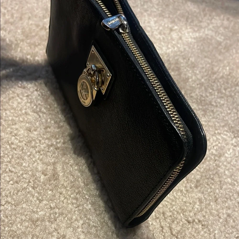 Michael Kors Black Leather Zip-Around Wallet